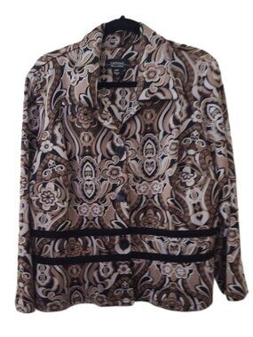 R M Richards Plus Size Brown Black White Blazer Top 20WP